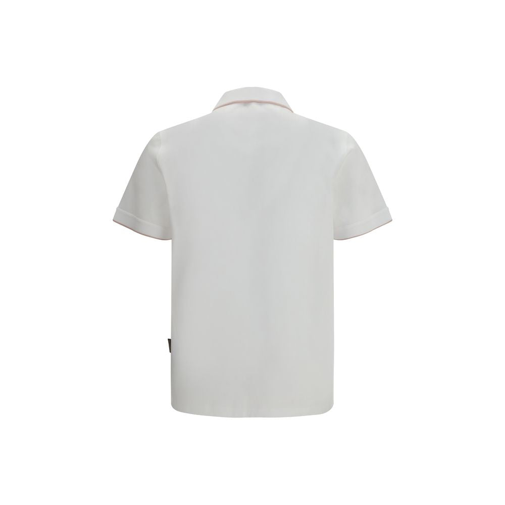 Polo Shirt in White Cotton