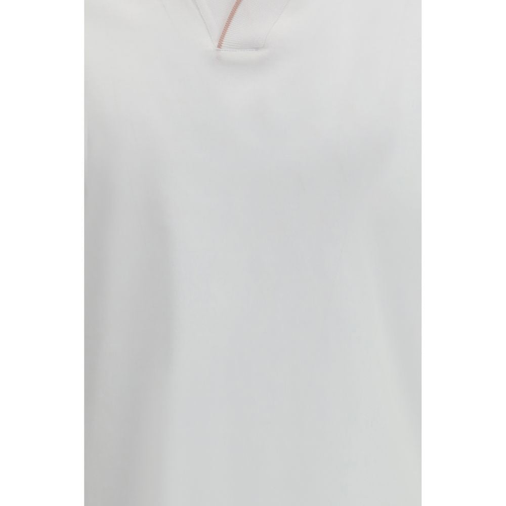 Polo Shirt in White Cotton