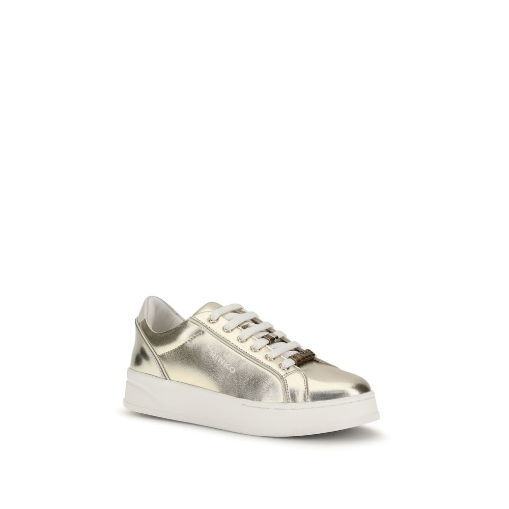 Sneaker mit Plateau aus goldfarbenem Kalbsleder Bos Taurus