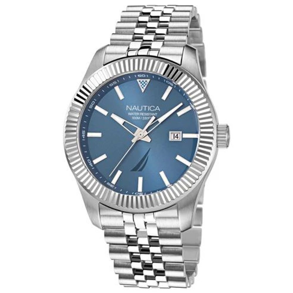 Graue Edelstahl-Armbanduhr