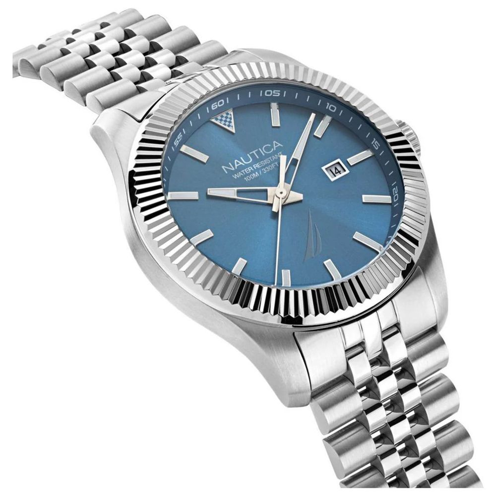 Graue Edelstahl-Armbanduhr