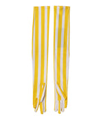 Yellow White Stripes Nylon Elbow Length Women Gloves