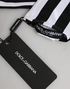 Black White Stripes Nylon Elbow Length Women Gloves