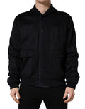 Schwarze Kaschmir-Strickjacke mit Knopfleiste