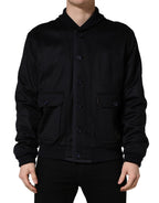 Schwarze Kaschmir-Strickjacke mit Knopfleiste
