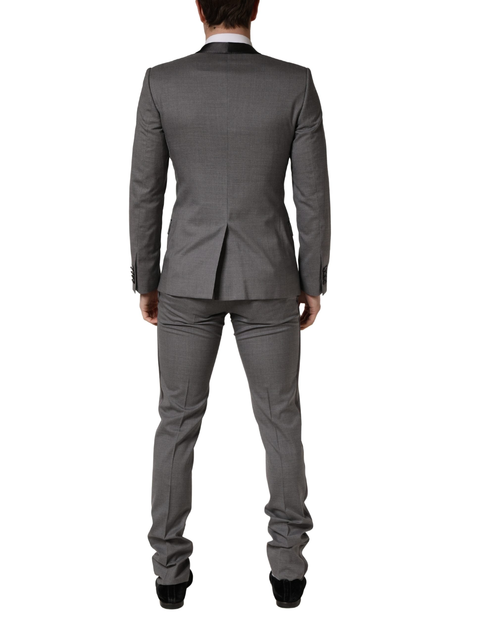 Gray Wool Single Breasted 1 Button 3 Piece Suit