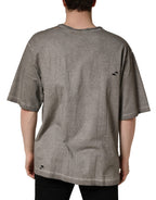 Graues Baumwoll-T-Shirt mit Rundhalsausschnitt und DG Logo Print