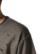 Graues Baumwoll-T-Shirt mit Rundhalsausschnitt und DG Logo Print
