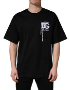 Black Logo Embroidered Men Crew Neck T-shirt