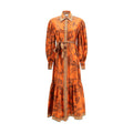 Orangefarbenes Freizeitkleid aus Seide
