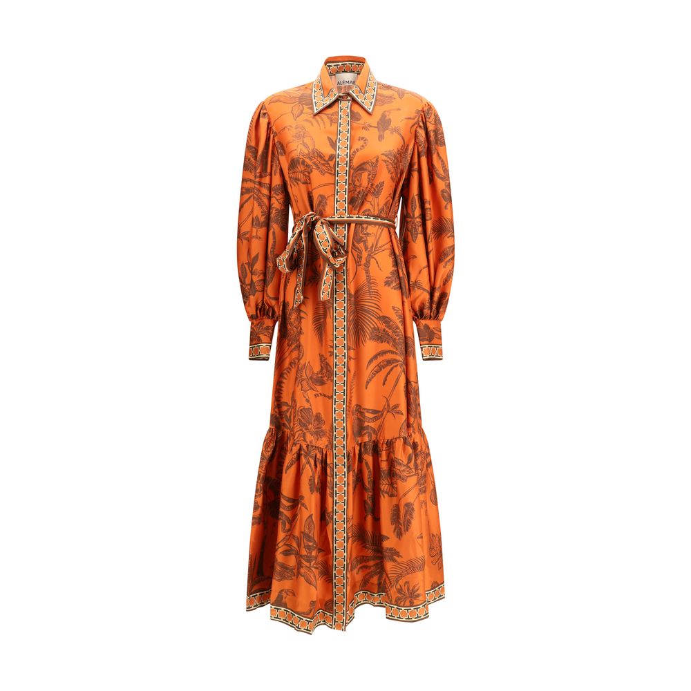 Orangefarbenes Freizeitkleid aus Seide