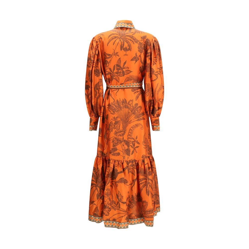 Orangefarbenes Freizeitkleid aus Seide