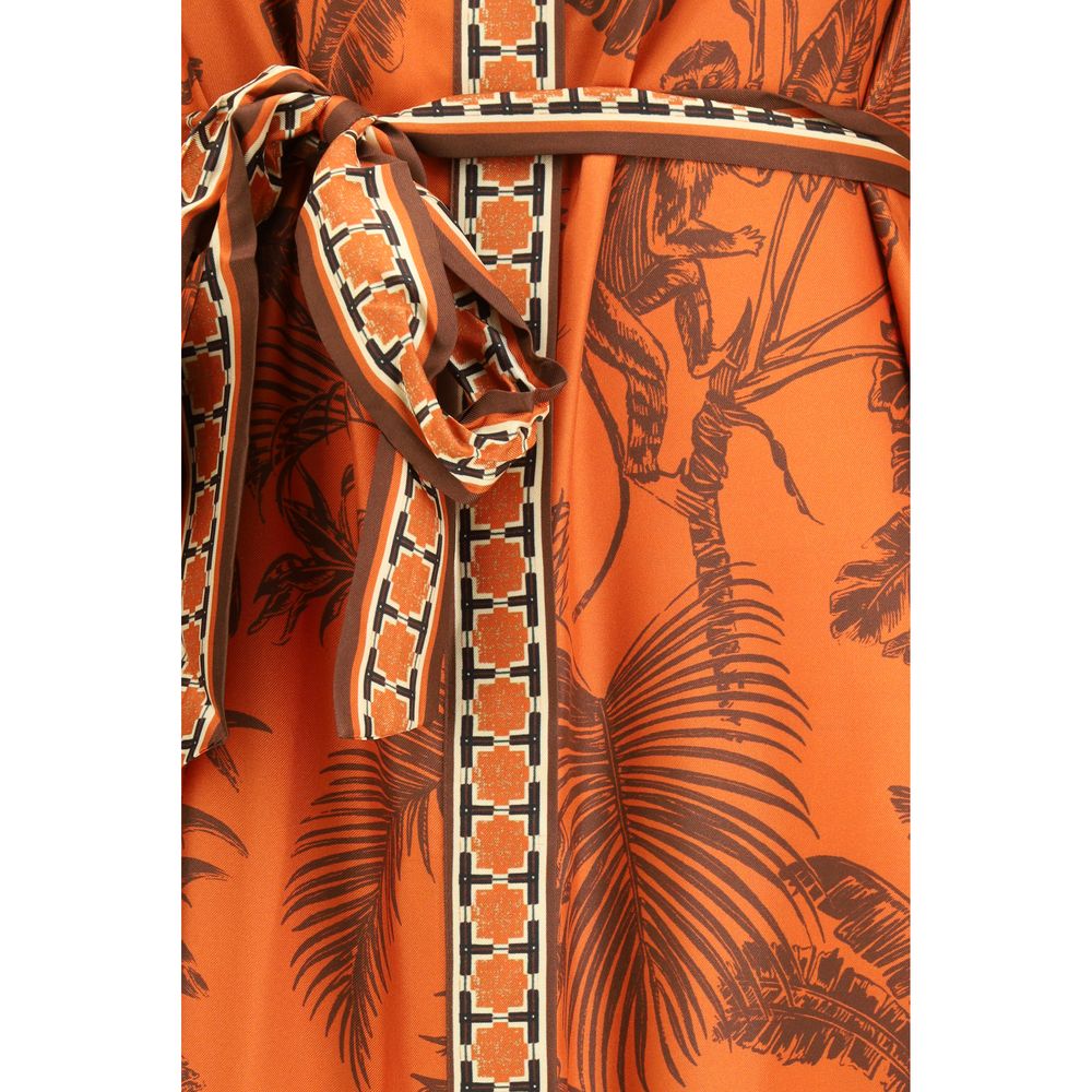 Orangefarbenes Freizeitkleid aus Seide