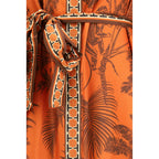 Orangefarbenes Freizeitkleid aus Seide