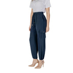Blue Polyester Cargo Pants