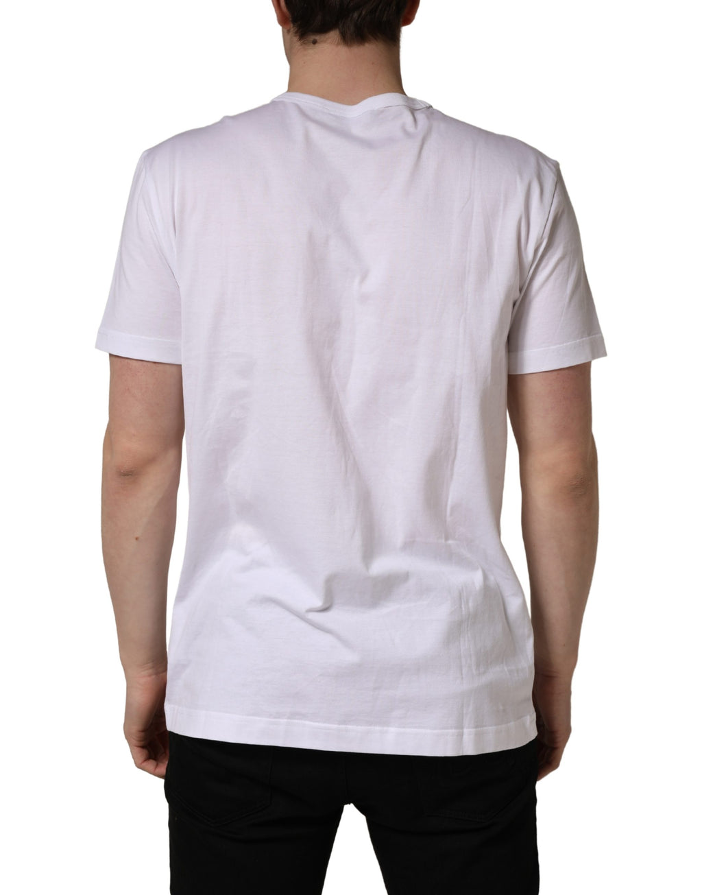 Weißes T-Shirt mit Rundhalsausschnitt und DG-Blattstickerei