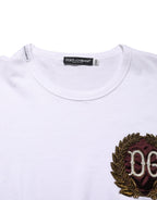 Weißes T-Shirt mit Rundhalsausschnitt und DG-Blattstickerei