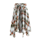 Multicolor Linen Midi Skirt