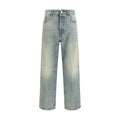 Blue Cotton Straight-Leg Jeans
