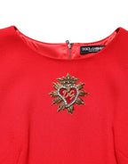 Rotes Minikleid aus Wolle mit Red Heart-Verzierung