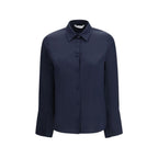 Camicia di seta blu