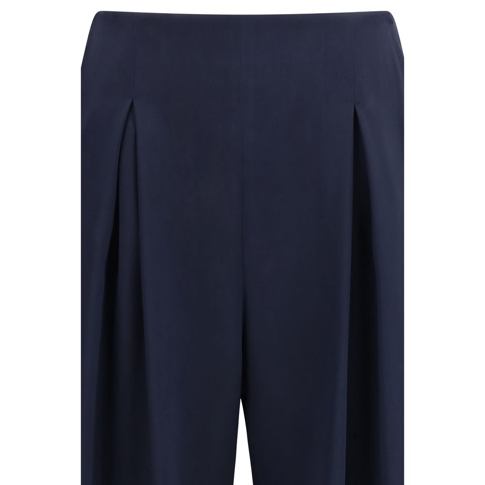 Blue Silk Casual Pants