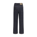Blue Cotton Straight-Leg Jeans