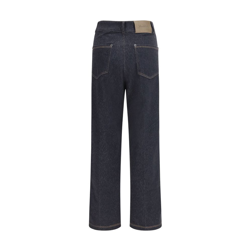 Blue Cotton Straight-Leg Jeans
