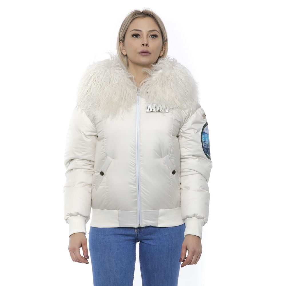 Weiße Polyester Bomberjacke für Damen