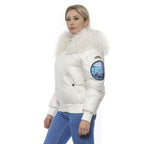 Weiße Polyester Bomberjacke für Damen