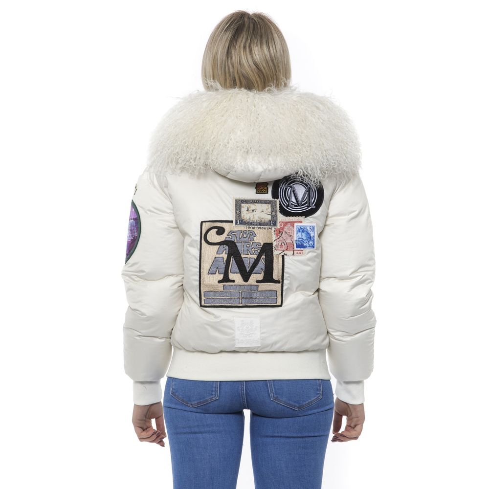 Weiße Polyester Bomberjacke für Damen