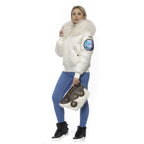 Weiße Polyester Bomberjacke für Damen