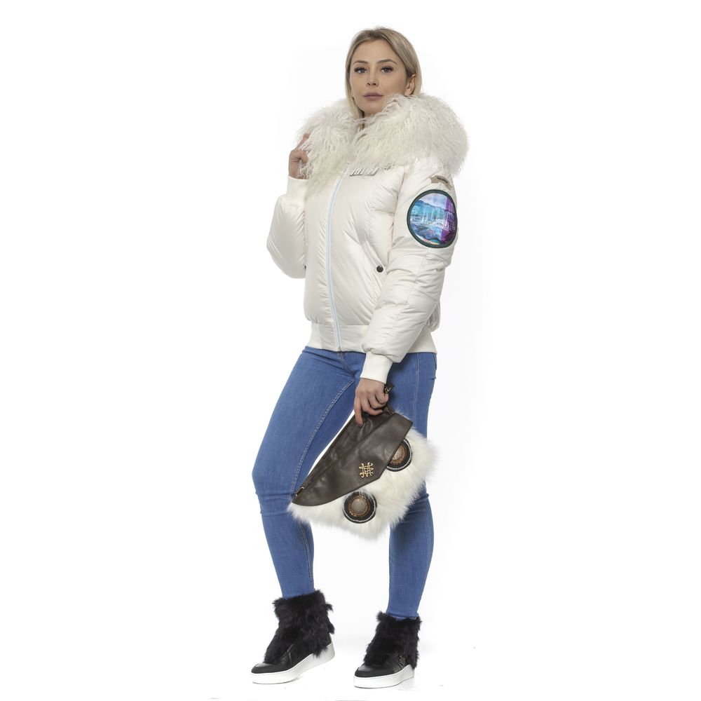 Weiße Polyester Bomberjacke für Damen