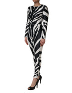 Schwarz Weiß Polyester Zebra-Muster Jumpsuit