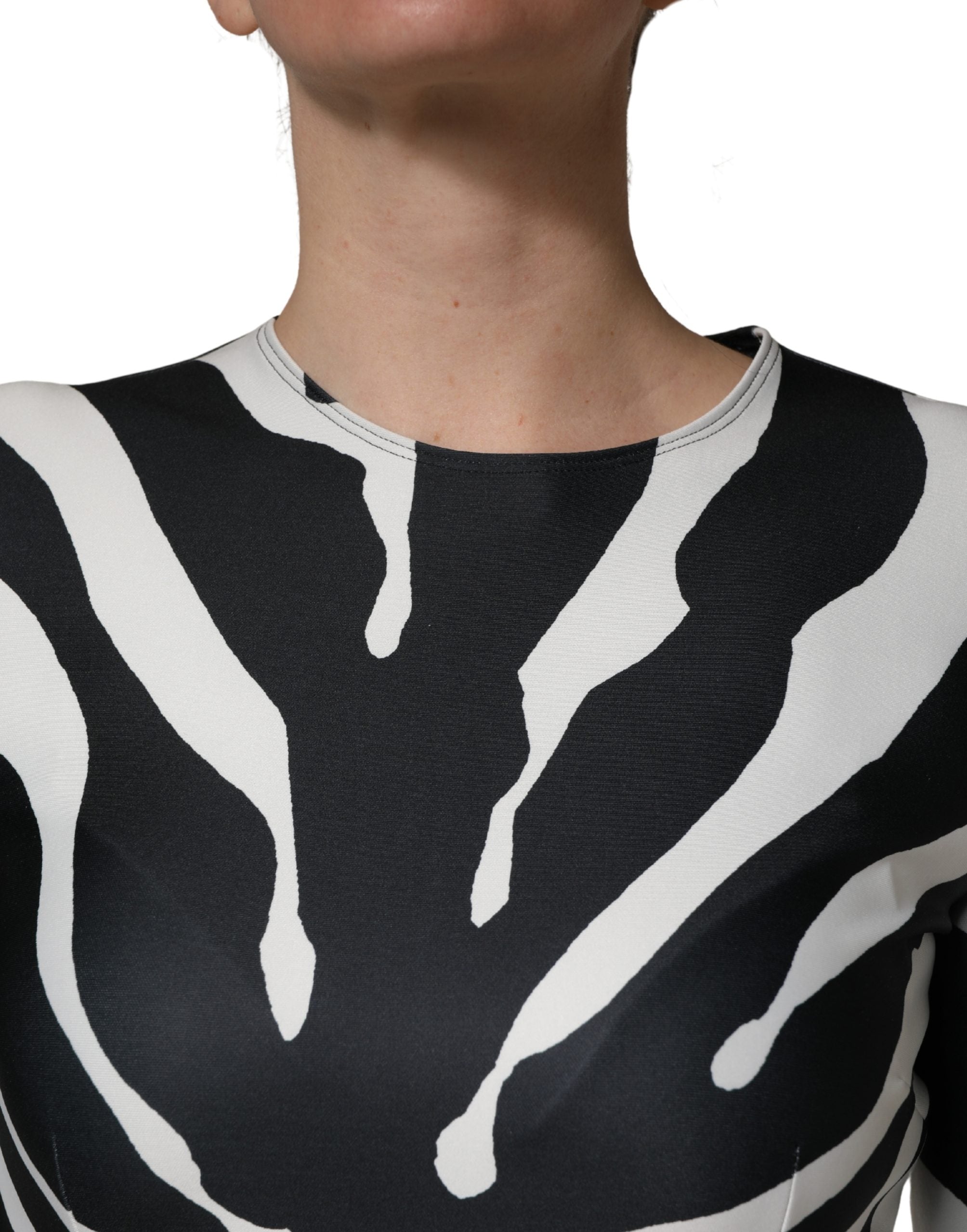 Schwarz Weiß Polyester Zebra-Muster Jumpsuit