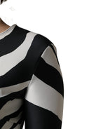 Schwarz Weiß Polyester Zebra-Muster Jumpsuit