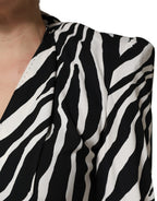 Black White Viscose Zebra Print Jumpsuit