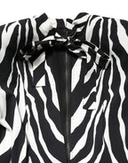 Black White Viscose Zebra Print Jumpsuit