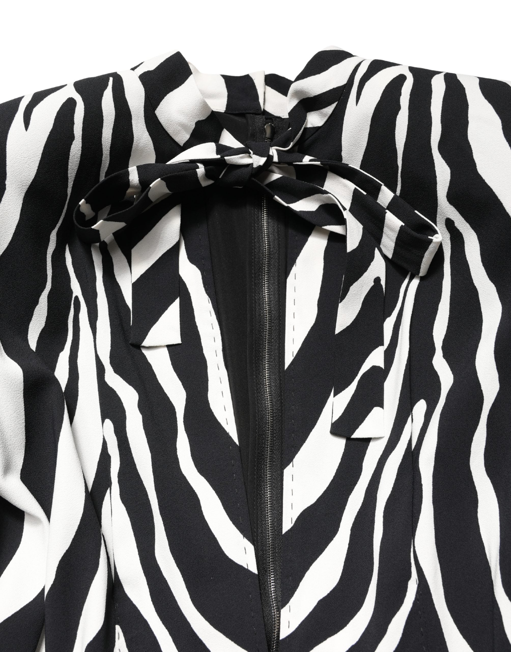 Black White Viscose Zebra Print Jumpsuit