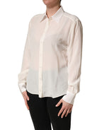 Off-White Bluse mit Kragen und langen Ärmeln