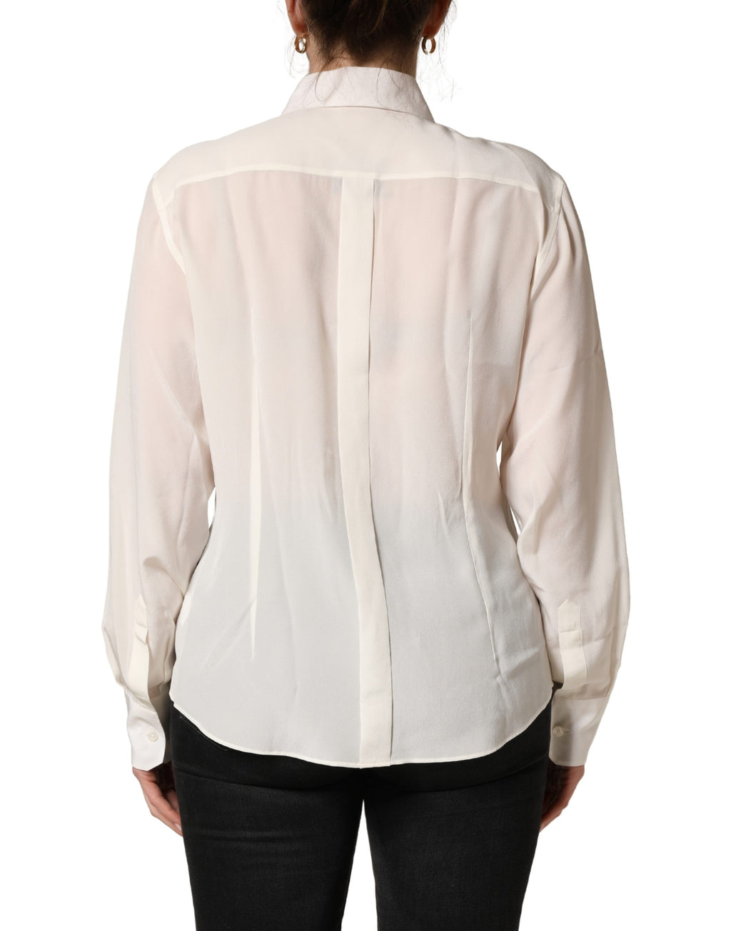 Off-White Bluse mit Kragen und langen Ärmeln