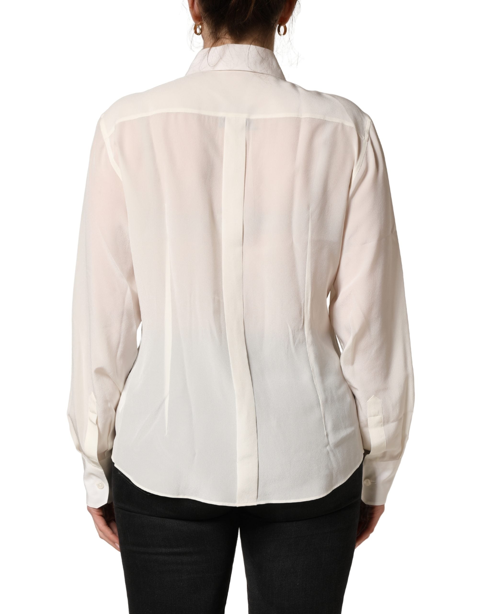 Off-White Bluse mit Kragen und langen Ärmeln