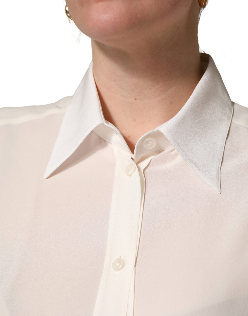Off-White Bluse mit Kragen und langen Ärmeln