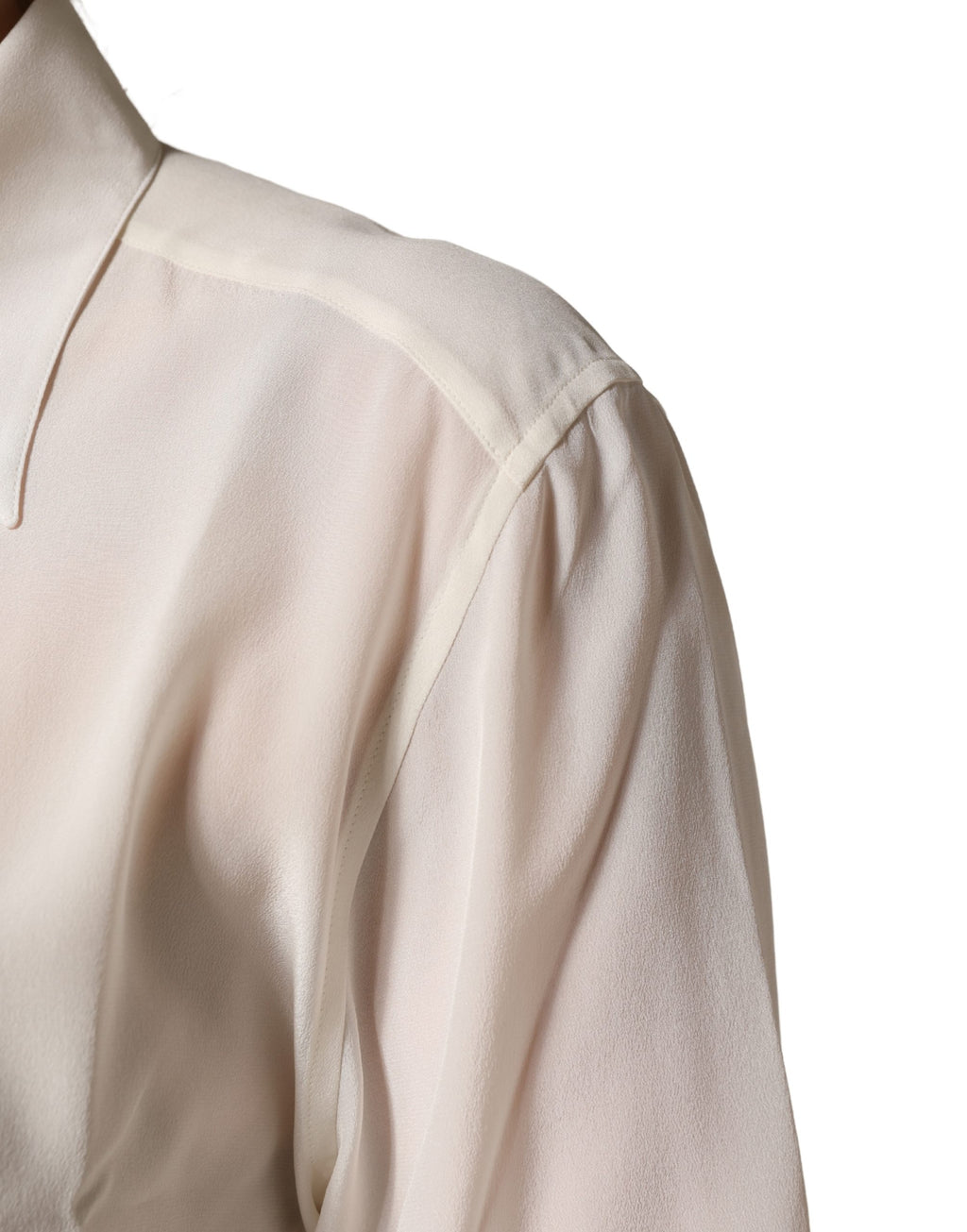 Off-White Bluse mit Kragen und langen Ärmeln