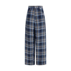 Blue Linen Casual Pants