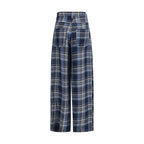 Blue Linen Casual Pants