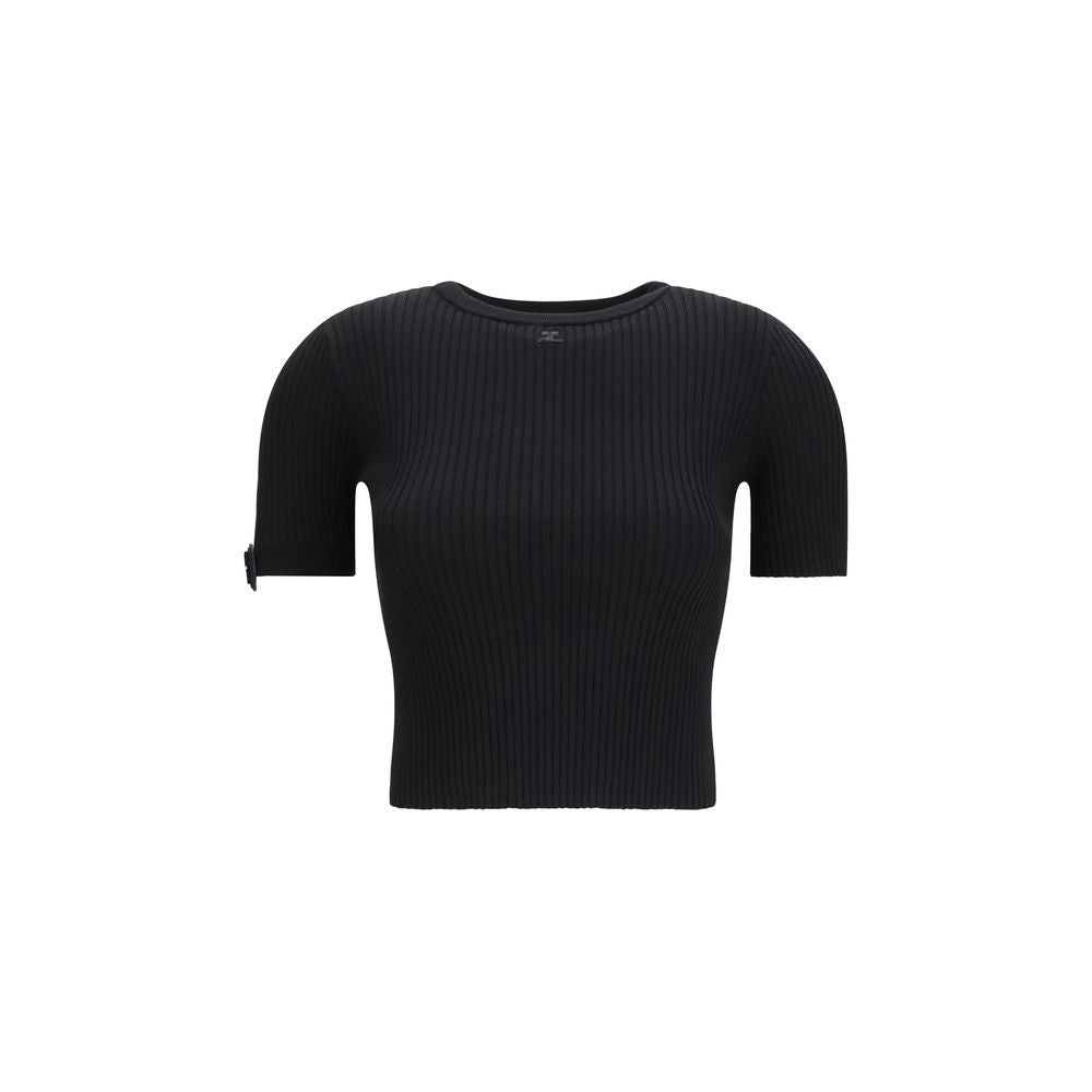 Schwarzes Viskose-T-Shirt