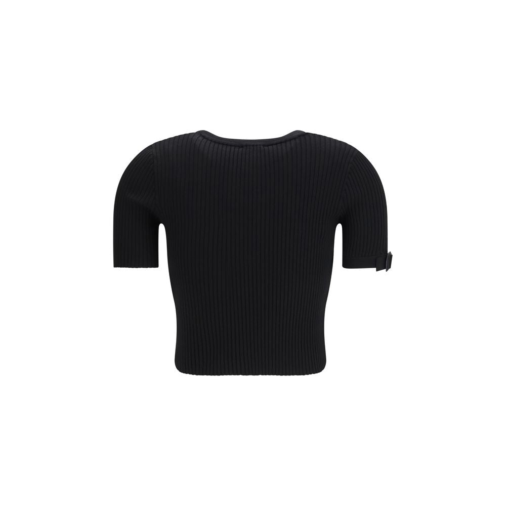 Schwarzes Viskose-T-Shirt