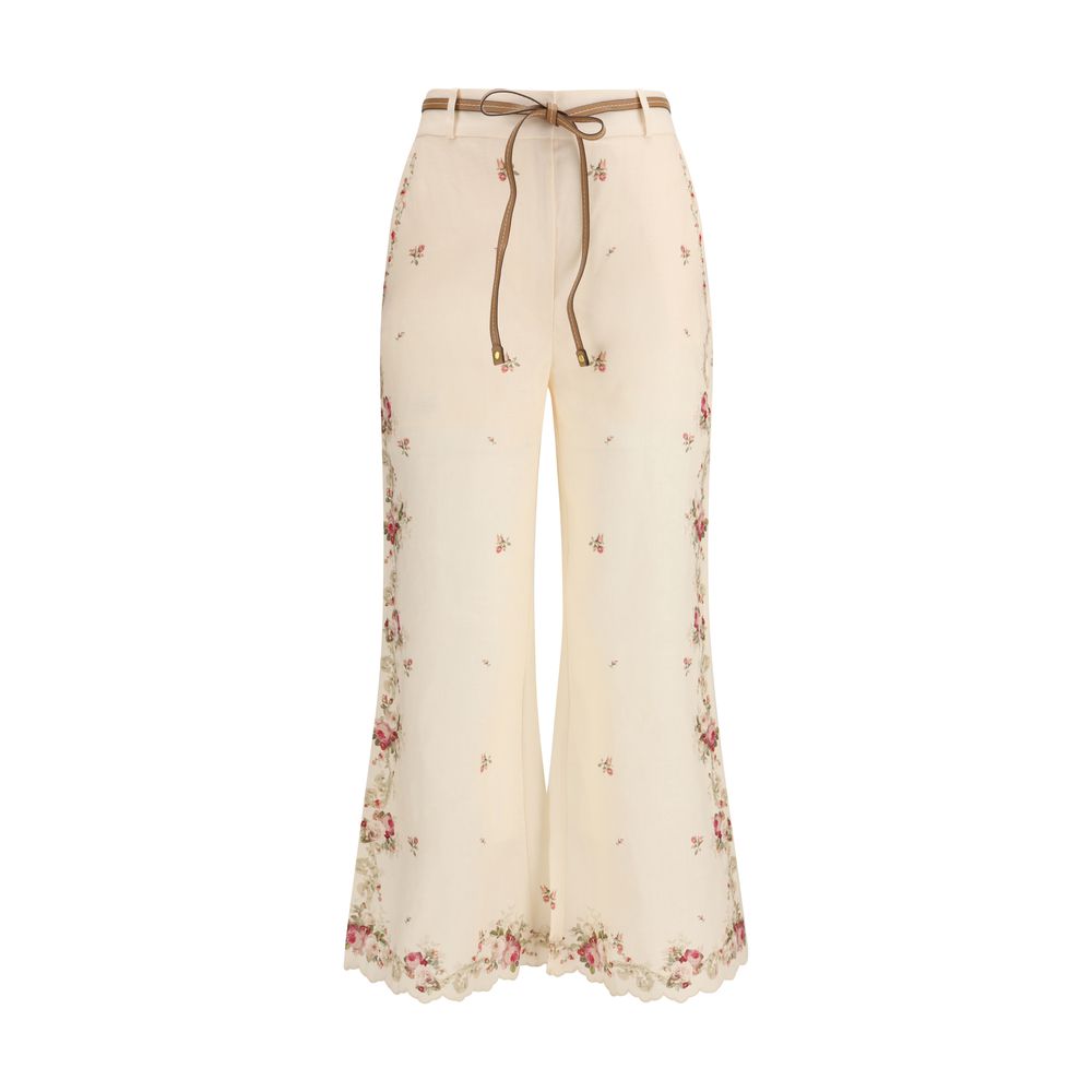 Beige Hose aus Baumwolle mit ausgestelltem Bein