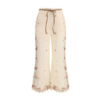 Beige Hose aus Baumwolle mit ausgestelltem Bein